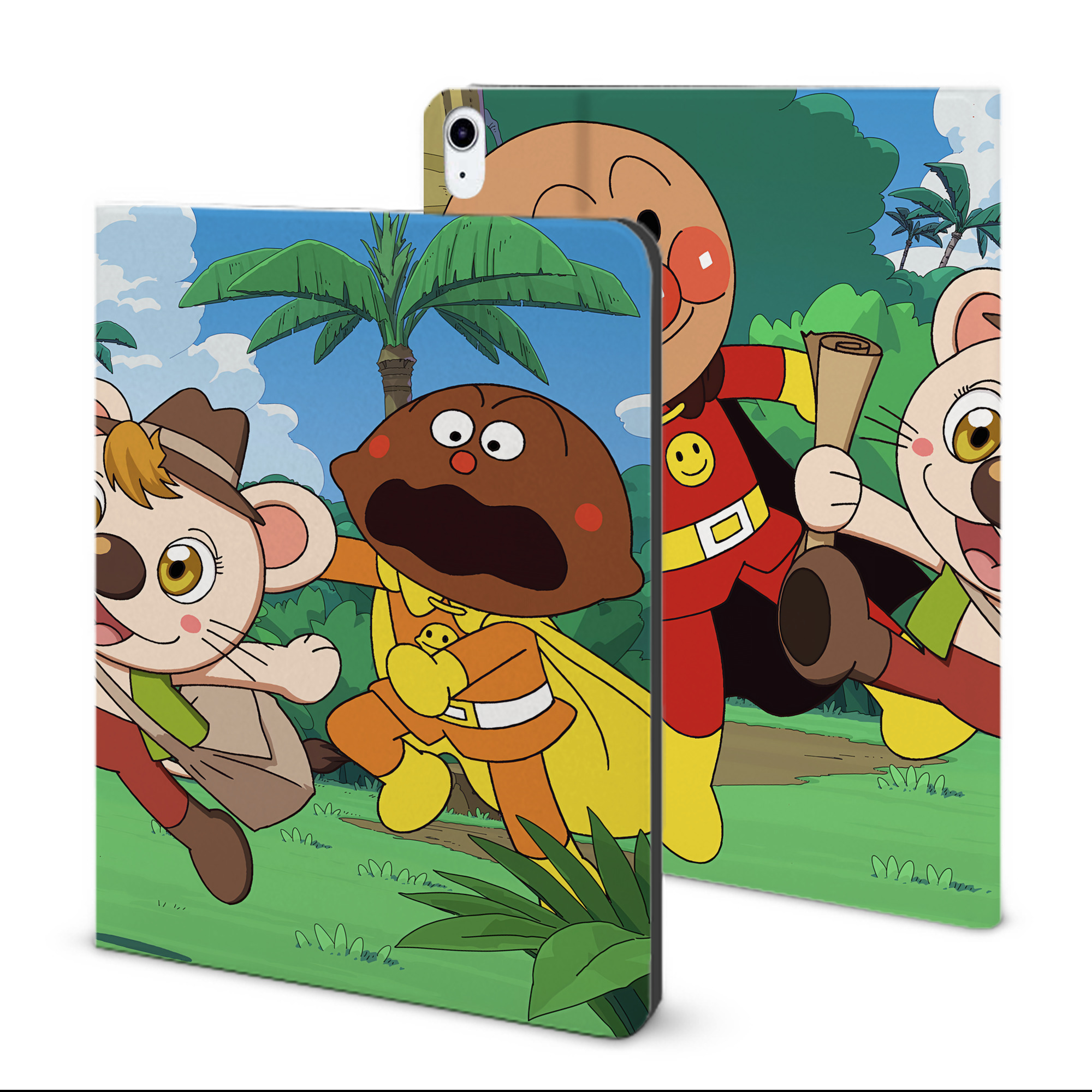 （画像用） アンパンマン Anpanman IPad ケース ブック型 PUレザー TPU 耐衝撃 軽量 薄型 ペン収納なし 全面保護 IPad 各モデル対応
